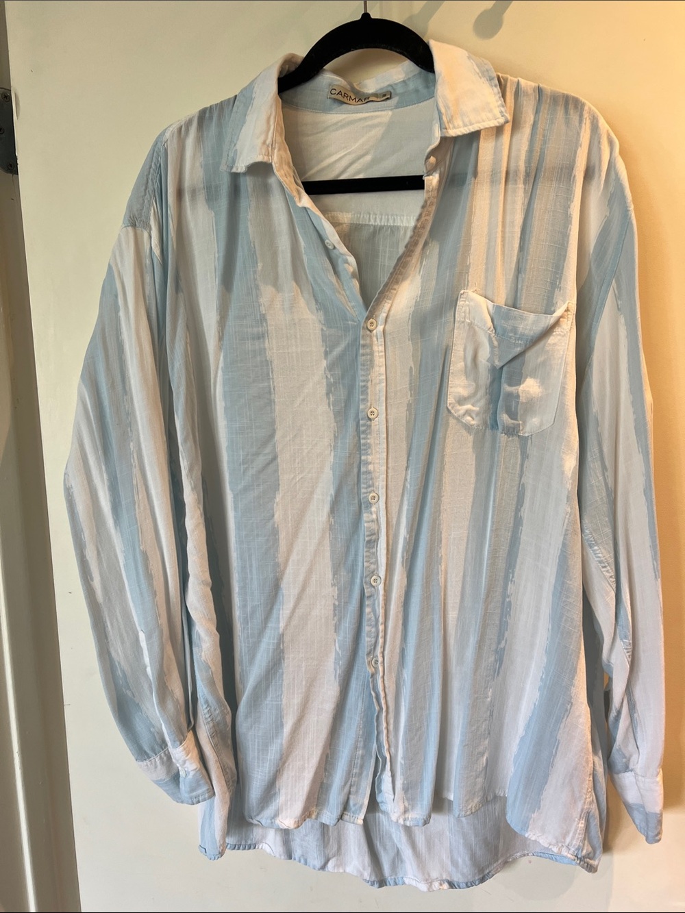 Carmar Light Blue & White Vertical Striped Button-Down Shirt - unisex